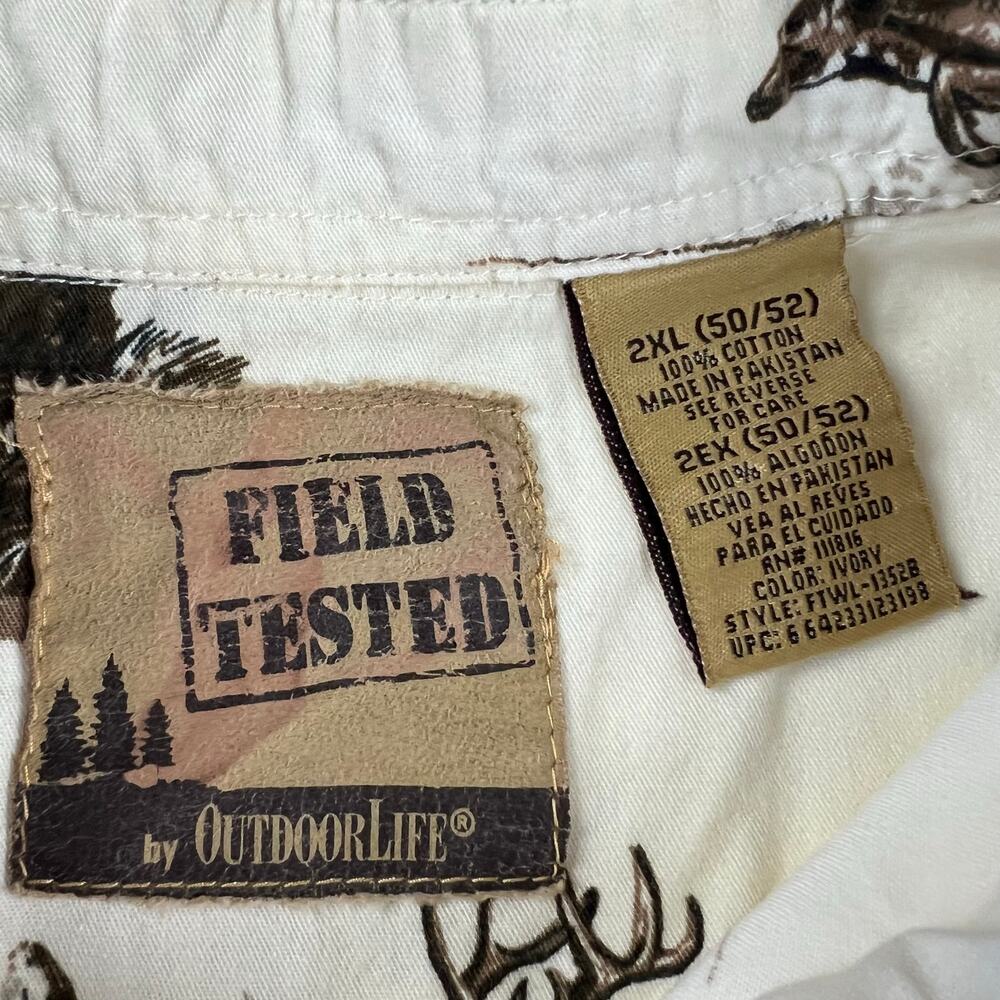Outdoor Life Field Tested Buck Print Button Down Shirt Men's size 2XL AOP - Picture 3 of 8